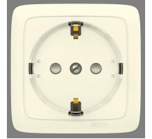 Розетка открытой установки, одноместная, с заземляющим контактом, со шторкой, с изолирующей пластиной, цвет слоновая кость  РА16-174-01  HEGEL