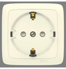 Розетка открытой установки, одноместная, с заземляющим контактом, со шторкой, с монтажной пластиной, цвет слоновая кость  РА16-176-01  HEGEL