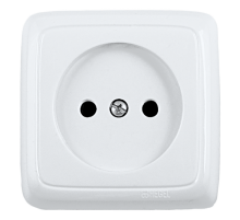 Розетка открытой установки, одноместная, со шторкой, с изолирующей пластиной, цвет белый  РА16-104  HEGEL