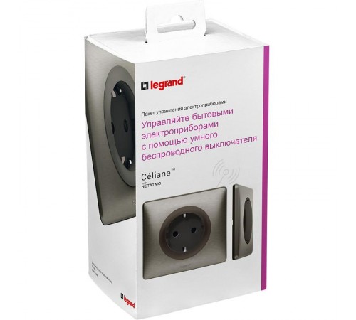 Пакет для управления быт. электроприборами Celiane (Умн. розетка с/з 16А 230В+Умн. беспроводн. 1-кл. выкл.) графит Netatmo  067643  Legrand