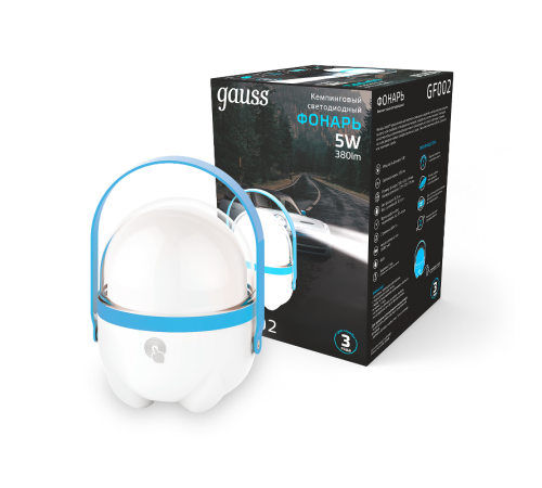 Фонарь кемпинговый GFL002 5W 380lm Li-ion 3600mAh диммируемый голубой LED 1/20/40  GF002  Gauss
