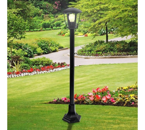 Светильник садово-парковый 4-гранный черный напольный 112см E27 IP44(У1) НТУ 07-40-002 "Валенсия 4" (60)  Б0051192  ЭРА