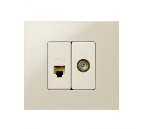 Simon 27 Розетка телефонная RJ-12, 6 контактов, узкий модуль, S27, слоновая кость  27481-31  Simon