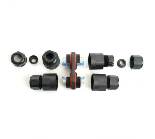 Соединитель-коннектор 3-контактный на 4 выхода, с СМК221 пружинным контактом IP68, черный, LD542  49195  STEKKER