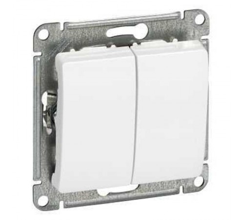 Glossa Белый Выключатель 2-клавишный, сх.5, 10АХ  GSL000151  SE