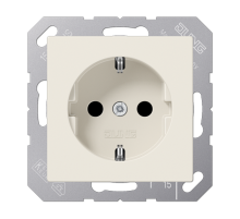 Штепсельная розетка SCHUKO 16А / 250В, с защитными шторками, пружинные зажимы; дюропласт; слоновая кость; A500  A1520KI  Jung