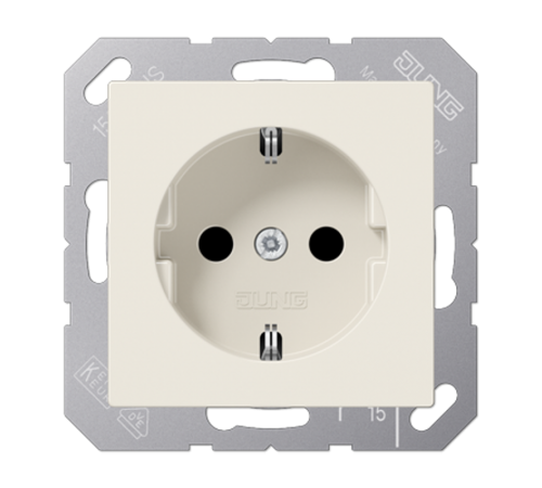 Штепсельная розетка SCHUKO 16А / 250В, с защитными шторками, пружинные зажимы; дюропласт; слоновая кость; A500  A1520KI  Jung