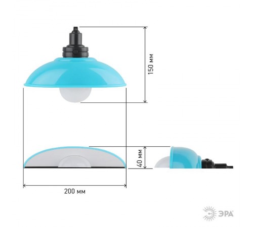 Ночник - светильник светодиодный NLED-487-1W-SW-BU настенный на батарейках с выключателем голубой  Б0051475  ЭРА