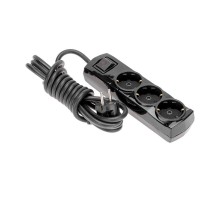 Удлинитель PREMIUM 3 гнезда, 3м, 3х1,5мм, с/з, с выключателем, черный  13-4107  REXANT