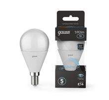 Лампа светодиодная LED 7Вт E14 220В 4100К шар, диммируемая  105101207-D  Gauss