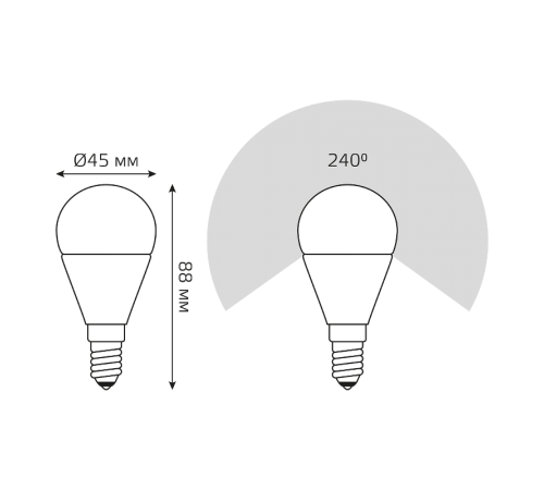 Лампа светодиодная LED 7Вт E14 220В 3000К шар, диммируемая  105101107-D  Gauss