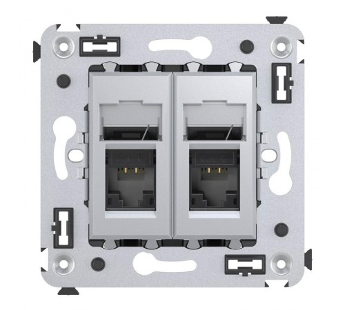 Компьютерная розетка RJ-45 в стену, кат.6 двойная,"Avanti", "Закаленная сталь"  4404294  DKC