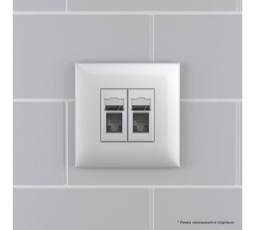 Компьютерная розетка RJ-45 в стену, кат.6 двойная,"Avanti", "Закаленная сталь"  4404294  DKC
