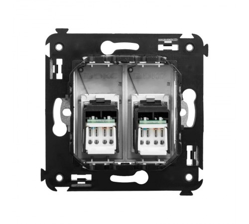 Компьютерная розетка RJ-45 в стену, кат.6 двойная,"Avanti", "Закаленная сталь"  4404294  DKC