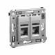 Компьютерная розетка RJ-45 в стену, кат.6 двойная,"Avanti", "Закаленная сталь"  4404294  DKC