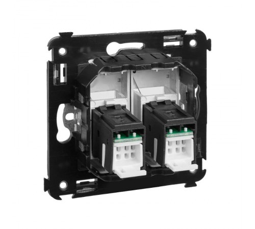 Компьютерная розетка RJ-45 в стену, кат.6 двойная,"Avanti", "Закаленная сталь"  4404294  DKC