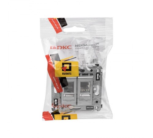 Компьютерная розетка RJ-45 в стену, кат.6 двойная,"Avanti", "Закаленная сталь"  4404294  DKC