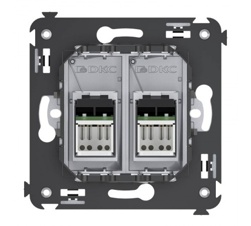 Компьютерная розетка RJ-45 в стену, кат.6 двойная,"Avanti", "Закаленная сталь"  4404294  DKC