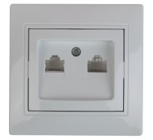 1-304-01 Intro Розетка информационная 2xRJ45, СУ, Plano, белый  Б0043241  Intro