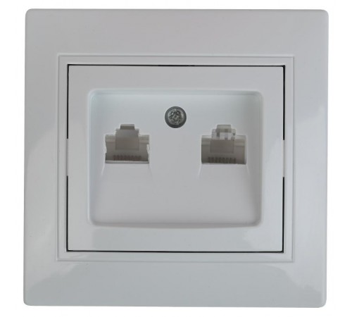 1-304-01 Intro Розетка информационная 2xRJ45, СУ, Plano, белый  Б0043241  Intro