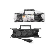 Удлинитель-шнур силовой на рамке, каучук, КГ, IP44, 3 гнезда с/з, 4000 Вт, 10 м Народный  SQ1307-0246  TDM