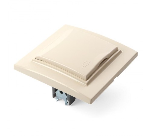 PST16-9012-02 Розетка 1-местная с/з с крышкой, 250В, 16А, серия Эрна, слоновая кость  39238  STEKKER