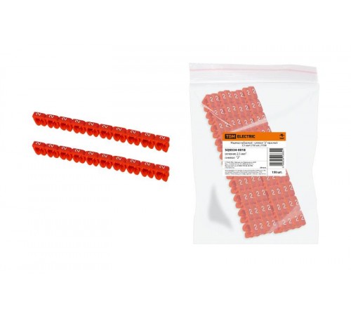 Маркер наборный - символ "2" красный 2,5 мм2 (150 шт.)   SQ0534-0018  TDM