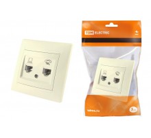 Розетка телефонная RJ11 + компьютерная RJ45 сл. кость "Лама"   SQ1815-0119  TDM