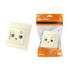 Розетка телефонная RJ11 + компьютерная RJ45 сл. кость "Лама"   SQ1815-0119  TDM