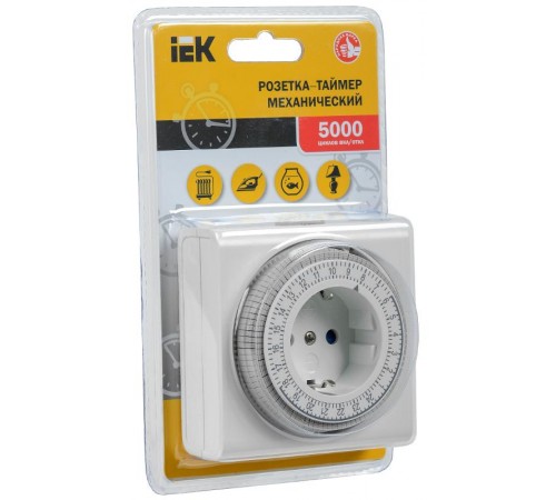 РТМ-3 Розетка-таймер механ. 15мин 24ч 96on/off 16А IP20  ERT-21-1-16-S-15-0-20-K01  IEK