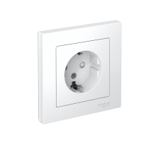 AtlasDesign Белый Розетка с заземлением со шторками, 16А, (в сборе с рамкой)  ATN000144  SE