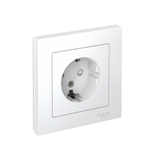 AtlasDesign Белый Розетка с заземлением со шторками, 16А, (в сборе с рамкой)  ATN000144  SE