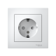 AtlasDesign Белый Розетка с заземлением со шторками, 16А, (в сборе с рамкой)  ATN000144  SE