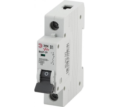 Выключатель автоматический однополюсный NO-902-163 ВА47-29 1P 1А 4,5кА характеристика B Pro  Б0036868  ЭРА