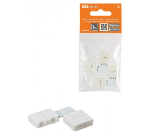 Коннектор для жесткого L-соединения двух светодиодных RGB лент шириной 10 мм, (уп. 2 шт)  SQ0331-0413  TDM