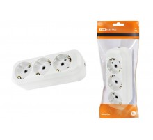 Колодка розеточная 3 гнезда 2П+3 16А 250В белая   SQ1806-0013  TDM