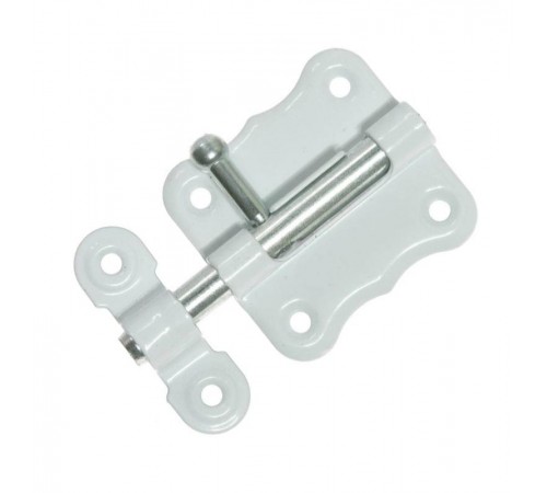 Задвижка накладная ЗТ-2 50х47 круглый ригель (D15мм, L70мм) бел. (1 шт) - пакет   138889  Tech-KREP