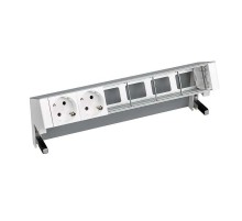 Simon S400 Настольный розеточный блок, 2х2P+E, 4 пустых модуля, алюминий, Simon 400  42602000-133  Simon