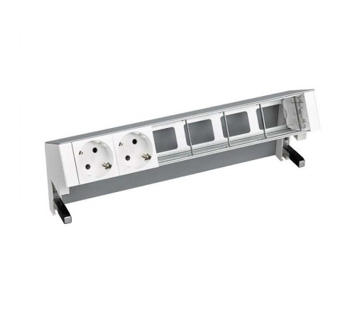 Simon S400 Настольный розеточный блок, 2х2P+E, 4 пустых модуля, алюминий, Simon 400  42602000-133  Simon