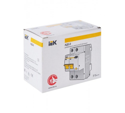 Выключатель автоматический дифференциального тока АД12 2п 10А C 30мА тип AC (3 мод)  MAD10-2-010-C-030  IEK