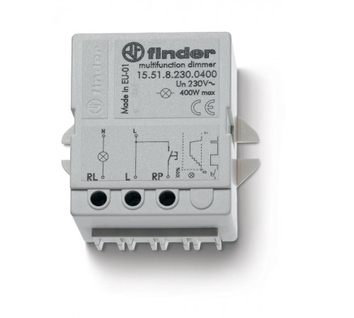 Электронный диммер; 400Вт; ступенчатое диммирование; питание 230В АC; монтаж в коробке; степень защиты IP20; упаковка 1шт.  155182300400PAS  Finder