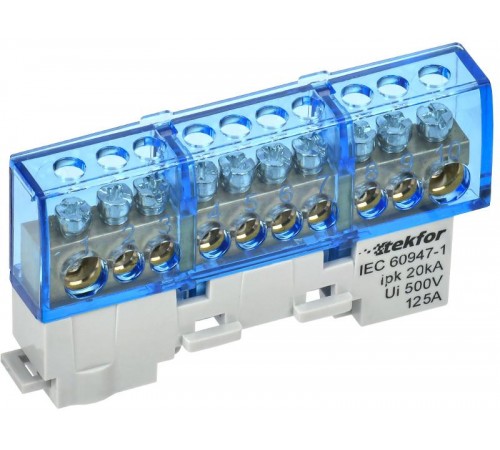 TEKFOR Шина N "ноль" изолированная на универсальном держателе 8х12-10-С  TF-NN20-10-KL-K07  IEK