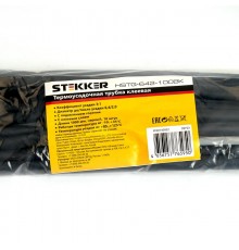 Термоусадочная трубка клеевая 6,4/2,0 длина 100 см., усадка 3:1, черный HSTG-642-100BK  39753  STEKKER