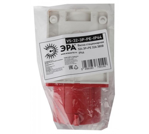Вилка стационарная 524 3Р+РЕ 32А 380В IP44  Б0032859  ЭРА