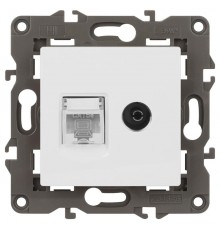 14-3110-01 Розетка RJ45+TV, IP20, белый  Б0034314  ЭРА
