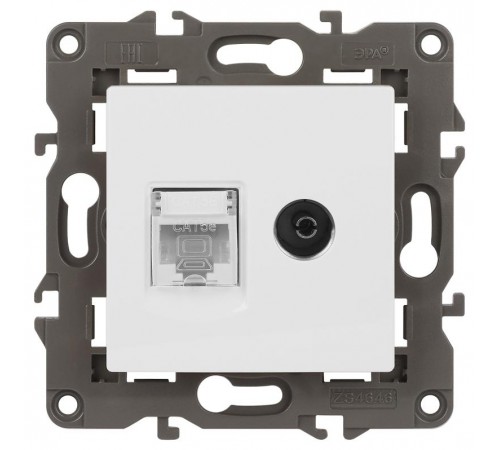 14-3110-01 Розетка RJ45+TV, IP20, белый  Б0034314  ЭРА