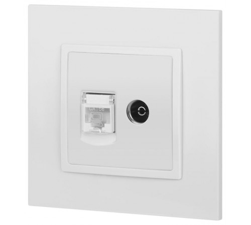 14-3110-01 Розетка RJ45+TV, IP20, белый  Б0034314  ЭРА