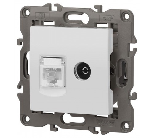 14-3110-01 Розетка RJ45+TV, IP20, белый  Б0034314  ЭРА