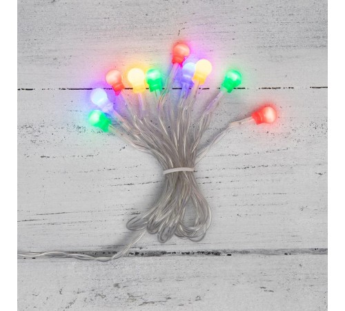 Гирлянда светодиодная Шарики 1,5 м, 10 LED, прозрачный ПВХ, цвет свечения мультиколор, 2 х АА (батарейки не в комплекте)  303-092  NEON-NIGHT