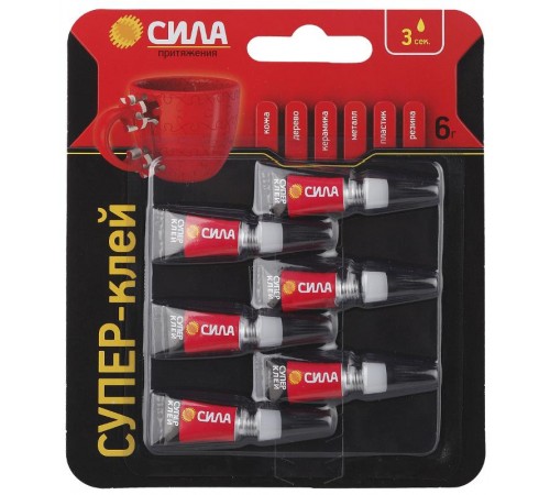 Супер-клей СВЕРХПРОЧНЫЙ 1 гр.х 6 шт. BL-6 SBL1-6  C0045533  СИЛА